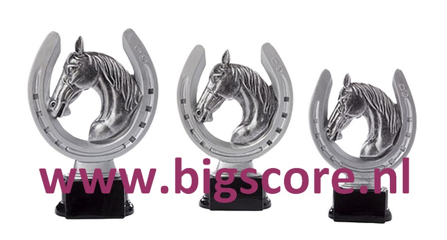 Paardenhoofd in hoefijzer Resinbeeld BSST 39133-39135